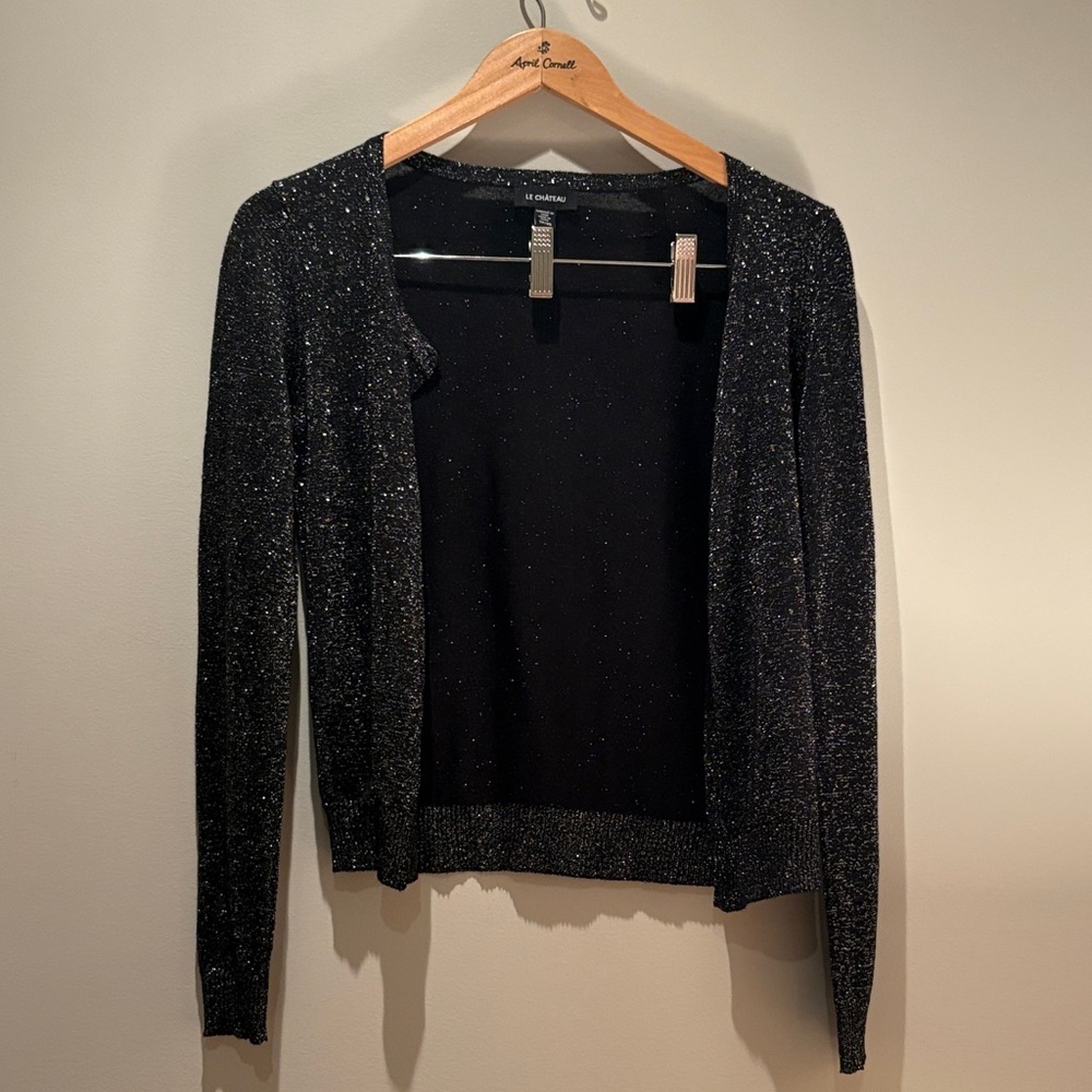 le chateau Black Metallic Open Cardigan